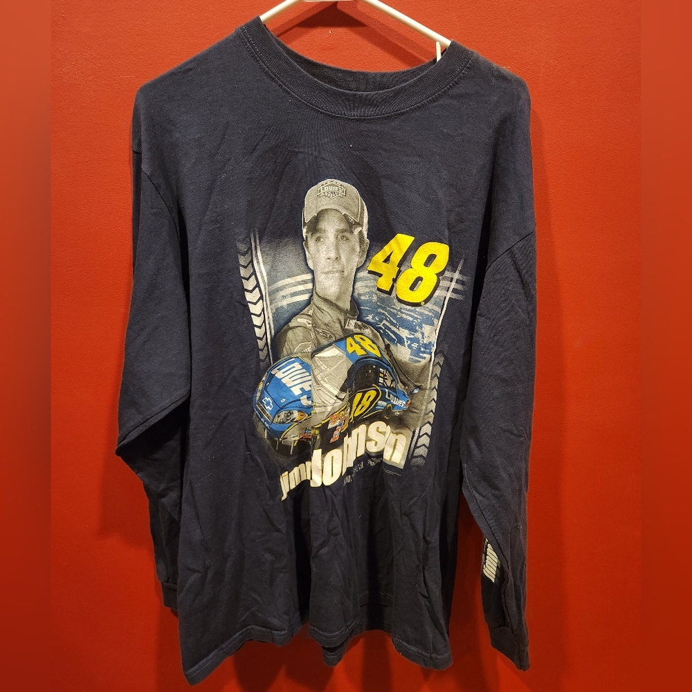 Mens extra large nascar jimmie johnson long sleeve shirt in blue